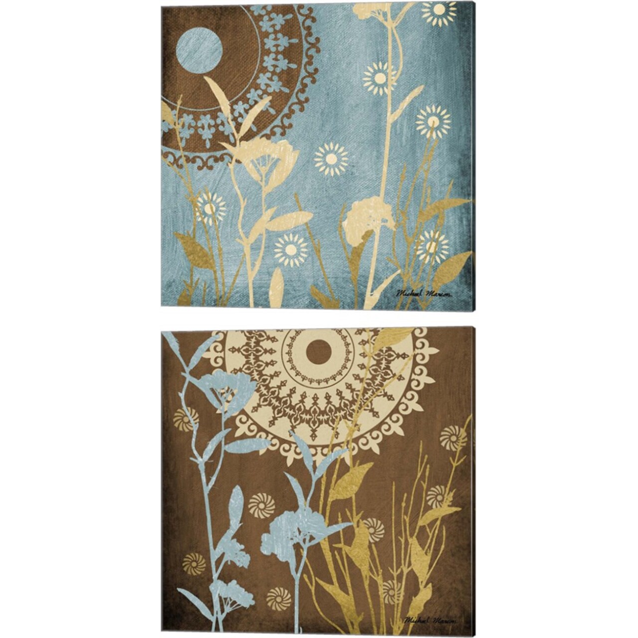Botanical Silhouettes by Michael Marcon 14" x 14" Canvas Wall Art (Set of 2)